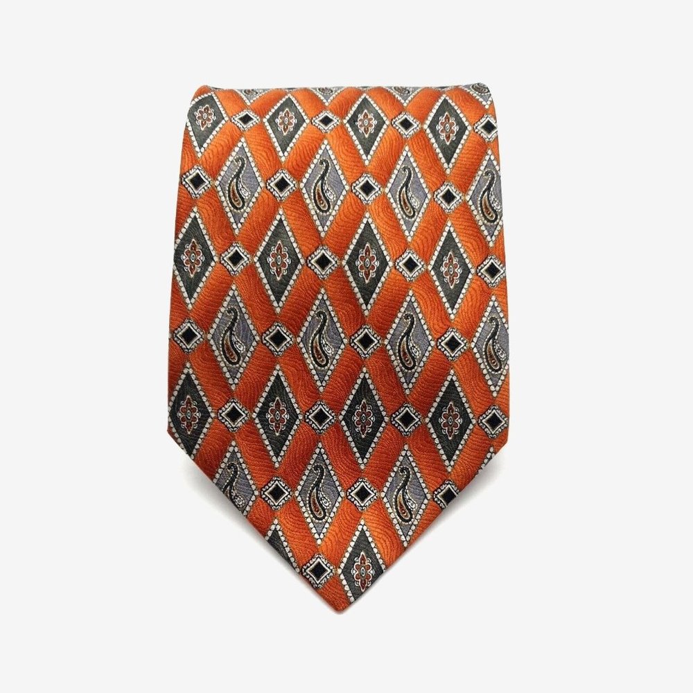 Via Veneto Mens Dress Tie 100% Silk Copper Business Accessory Collection Gift